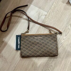 Karl Lagerfeld Tan and Brown Crossbody Bag